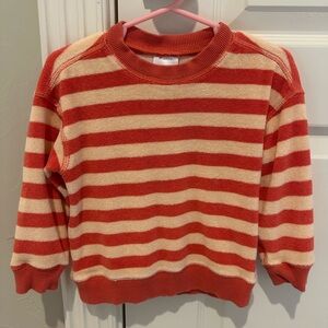 Red and cream (pinkish) terrycloth sweater